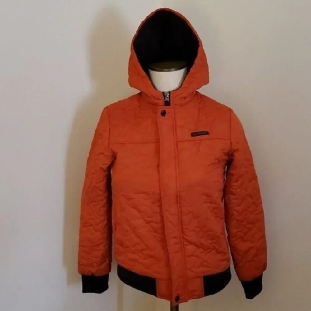 iXtreme Youth Jacket Coat Winter Orange Wavy Quilted Zip Up BOYS Size 10 / 12